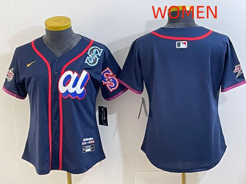 Women 2025 Seattle Mariners Blank Drak Blue All star Nike MLB Jersey style 03